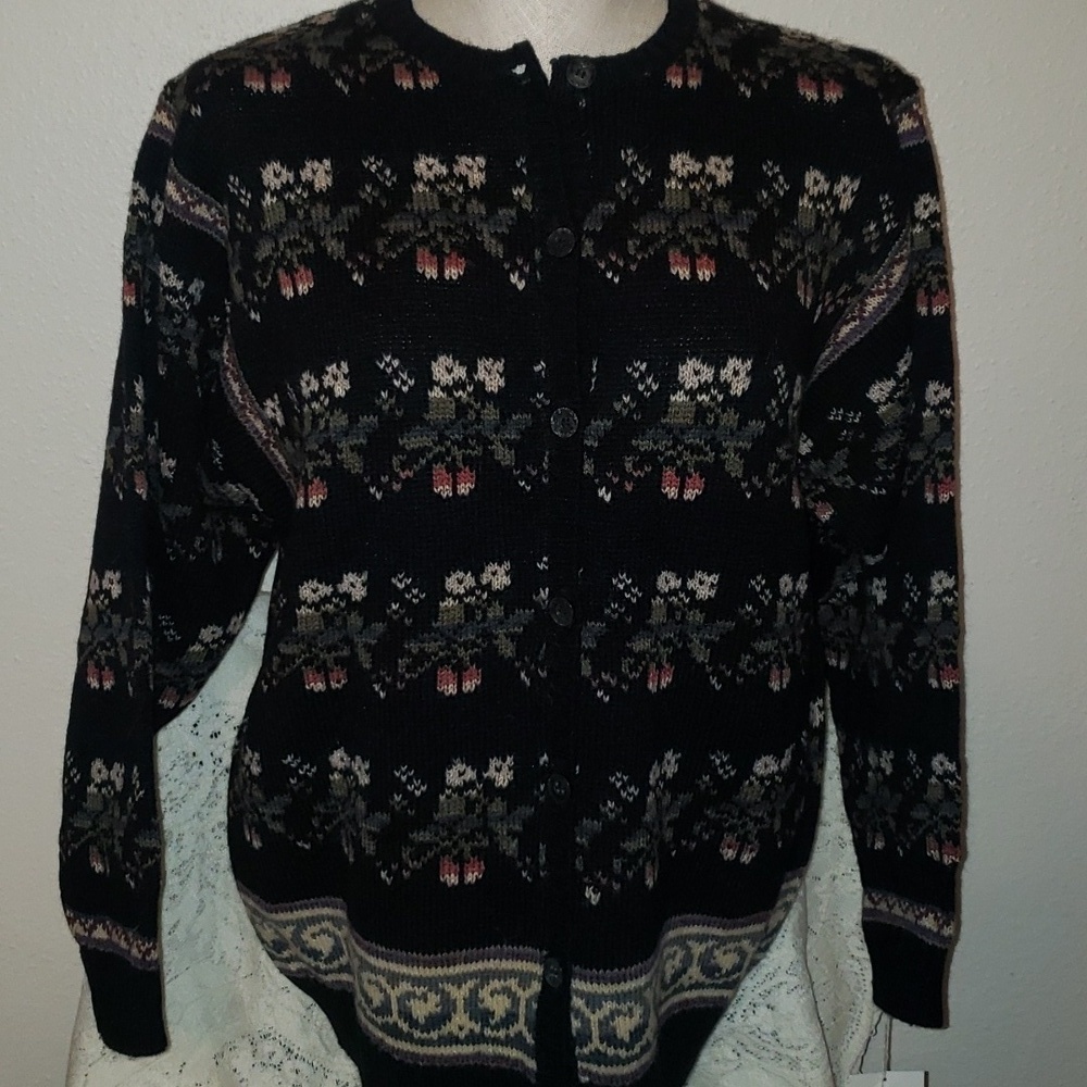Vintage wool blend fair isle style cardigan